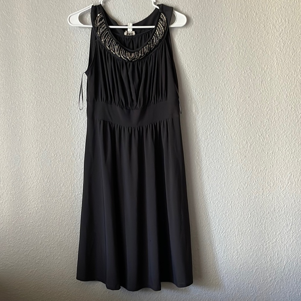 Black HANNI dress w/ bead chest design
